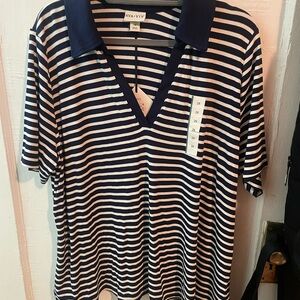 Ava & Viv striped polo top
